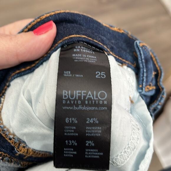 Buffalo David Britton Faith Mid Rise Skinny Stretch Jeans White Stripe Size 25 - Picture 9 of 10